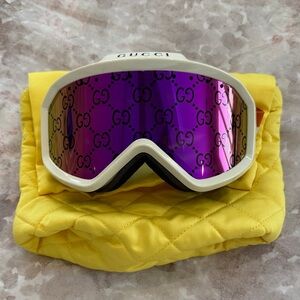 Gucci White Frame Goggles with Purple Lenses
